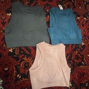 Set of Three Sleeveless Tops in Gray, Blue, and Pink